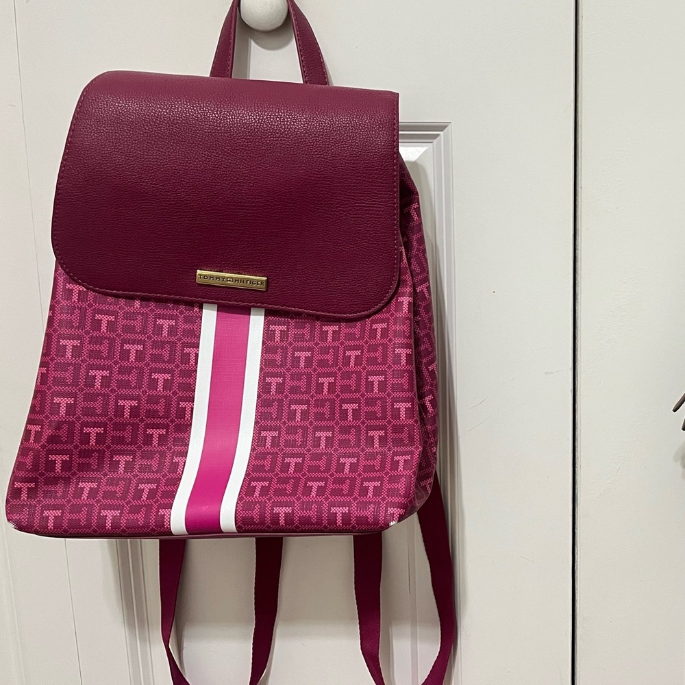 Tommy Hilfiger Fuchsia and Beige Backpack Duo